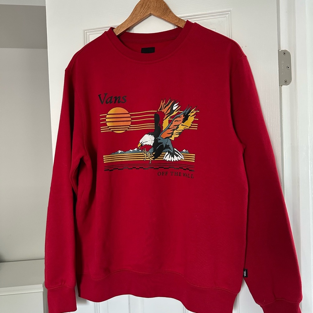 Vans Red Crewneck Sweater with Graphic Designs